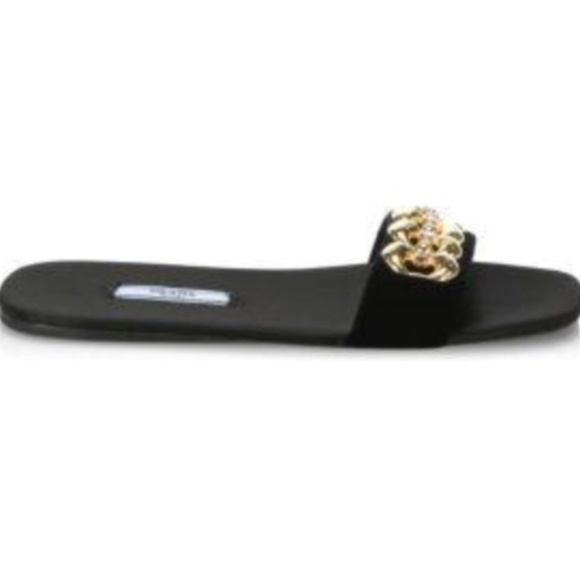 New PRADA Jeweled Velvet Sandals / Slides  $750 w/ Gold & Jewels - Picture 11 of 15